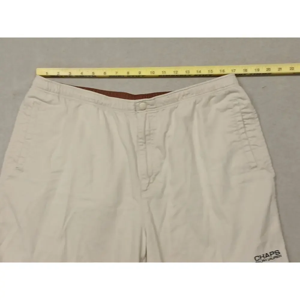 Chaps Ralph Lauren (Large) Men's Beige Vintage Cotton String and Zip Shorts